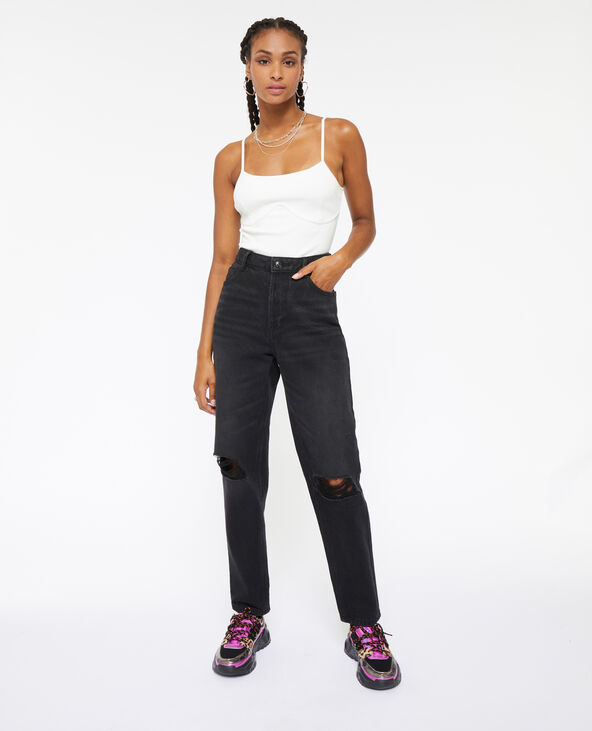 Jean mom taille haute trashé noir - Pimkie