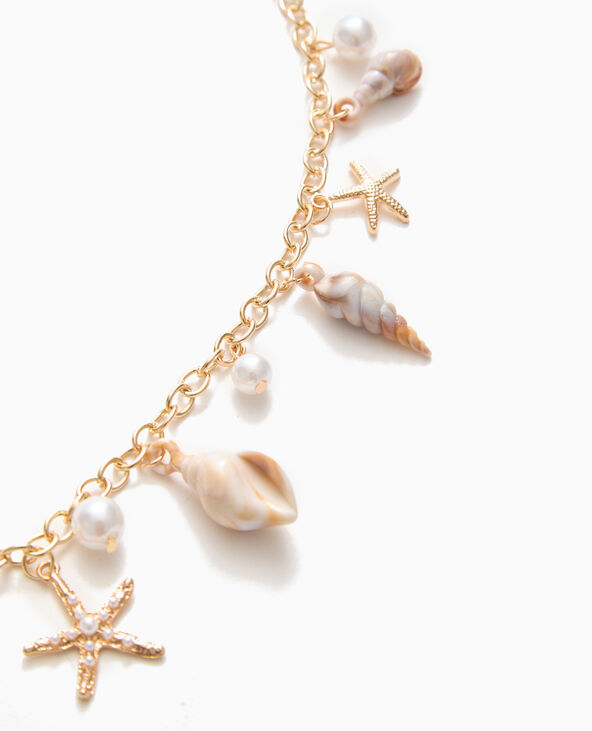 Ceinture chaîne avec perles et coquillages doré - Pimkie