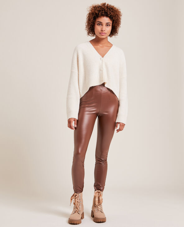 Legging simili cuir marron - Pimkie