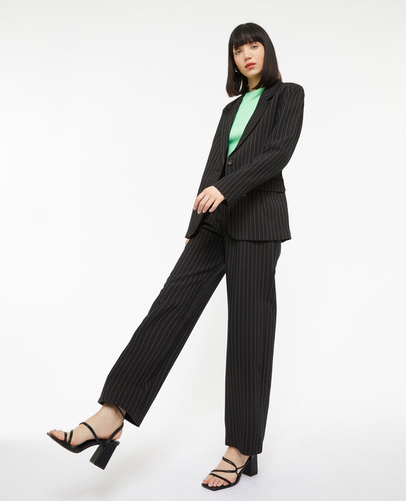 Veste blazer droite avec fines rayures noir - Pimkie