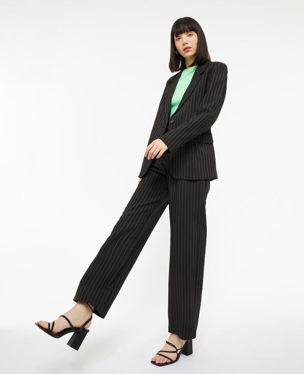 Veste blazer droite avec fines rayures noir - Pimkie