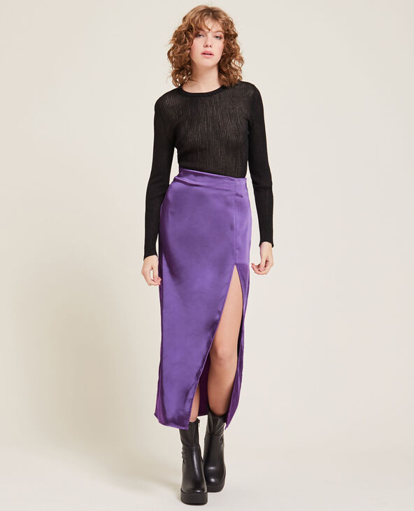 Jupe longue fendue en satin violet - Pimkie