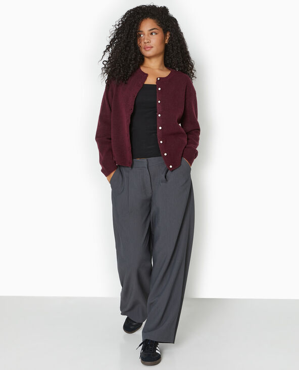 Gilet col rond avec boutons effet nacre violet - Pimkie