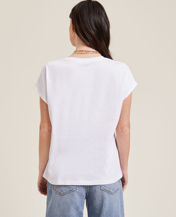 T-shirt col V manches courtes blanc - Pimkie