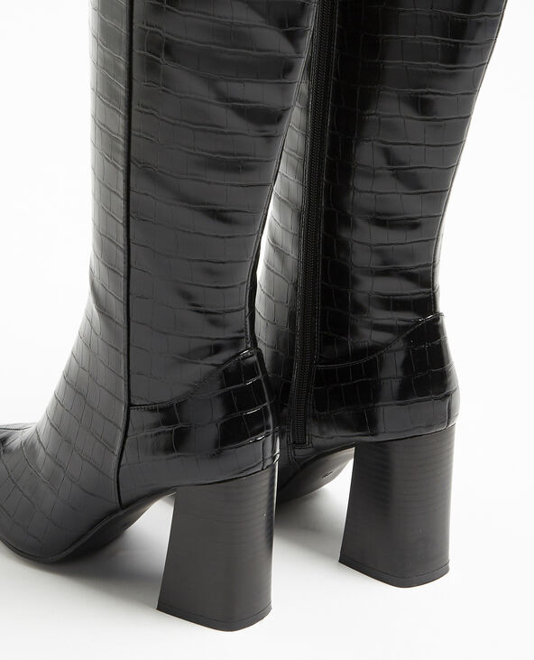 Bottes hautes croco noir - Pimkie