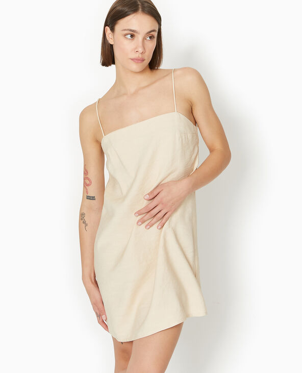 Robe courte avec bretelles à nouer beige - Pimkie
