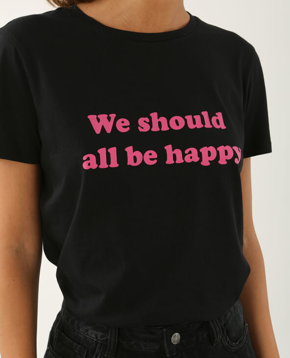 T-shirt à message noir - Pimkie