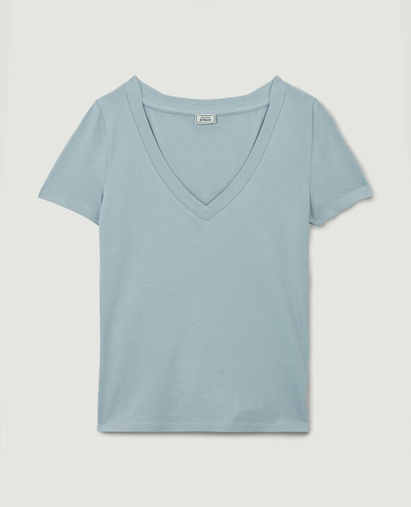 T-shirt col V gris clair - Pimkie