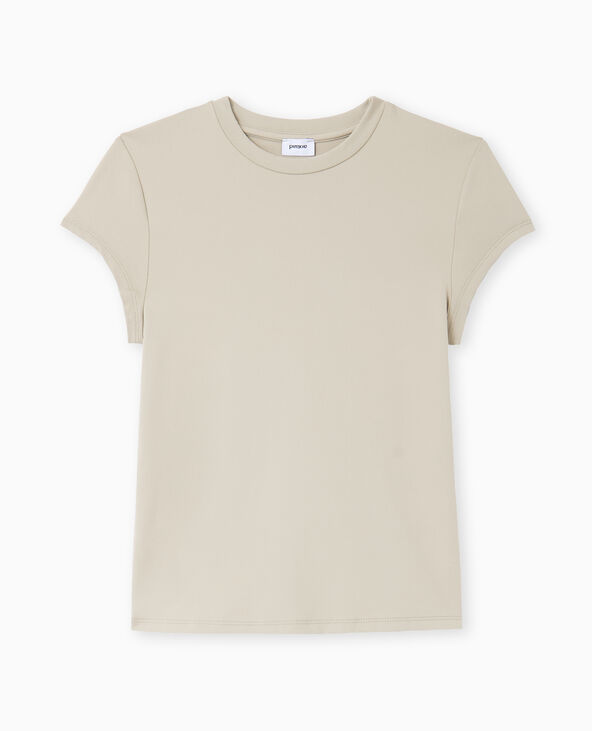 T-shirt ajusté en maille extensible vert kaki - Pimkie
