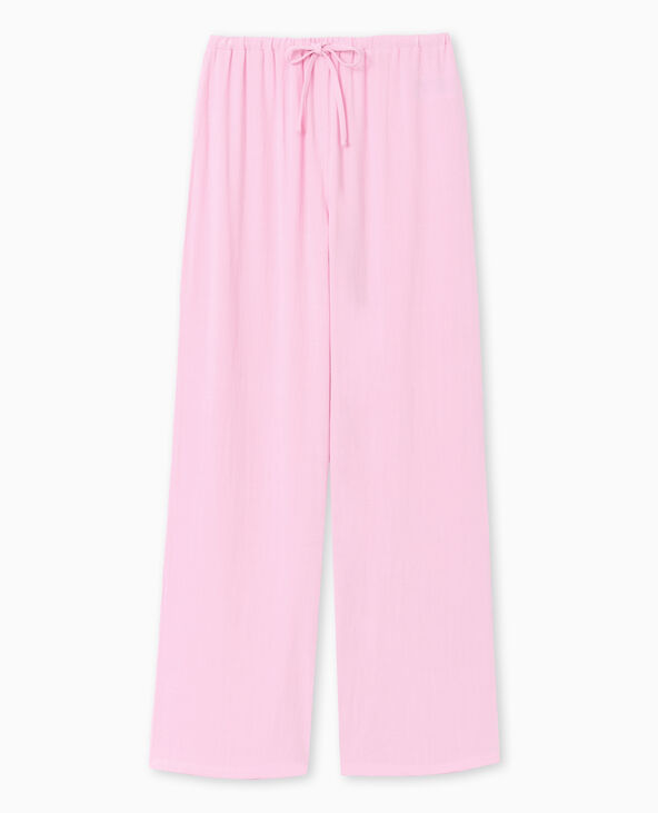 Pantalon large et droit avec taille élastiquée rose - Pimkie