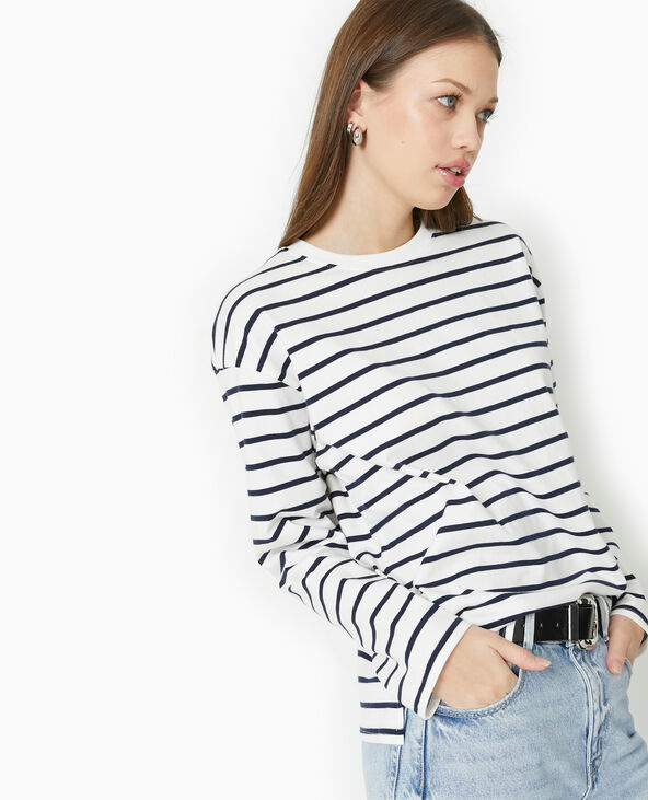 Marinière oversize manches longues blanc - Pimkie