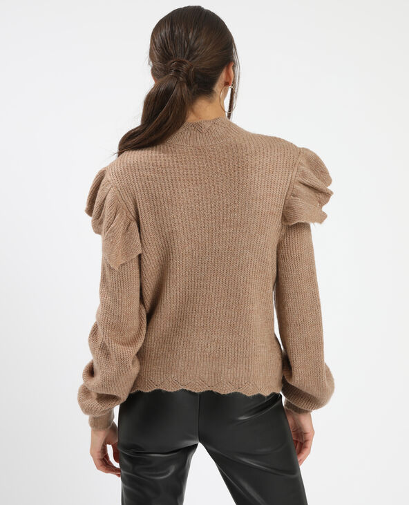 Pull à volants beige - Pimkie