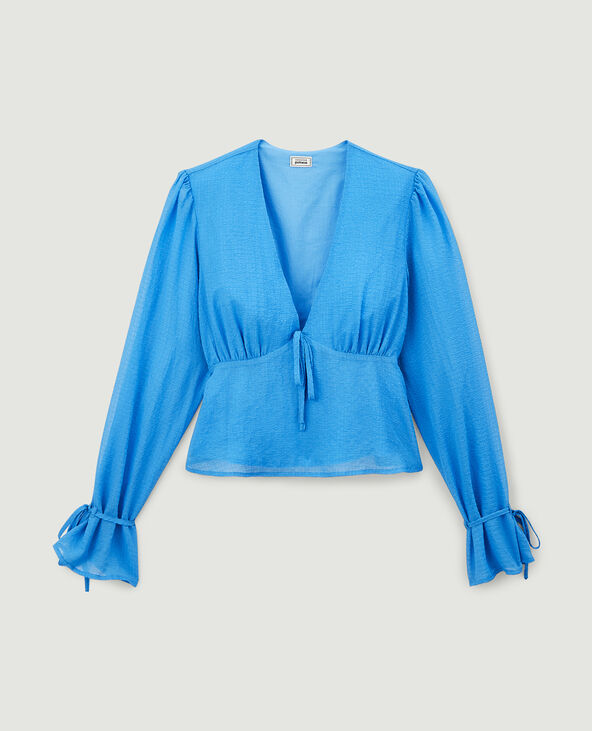 Blouse encolure V bleu électrique - Pimkie