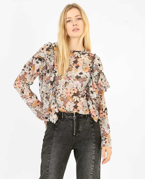 Blouse à imprimé fleuri noir - Pimkie