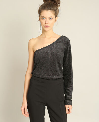 Top asymétrique glitter noir - Pimkie