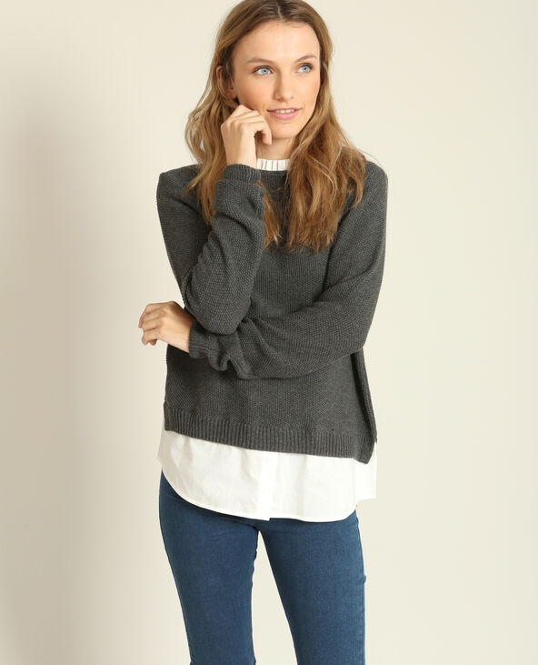 Pull chemise gris chiné - Pimkie