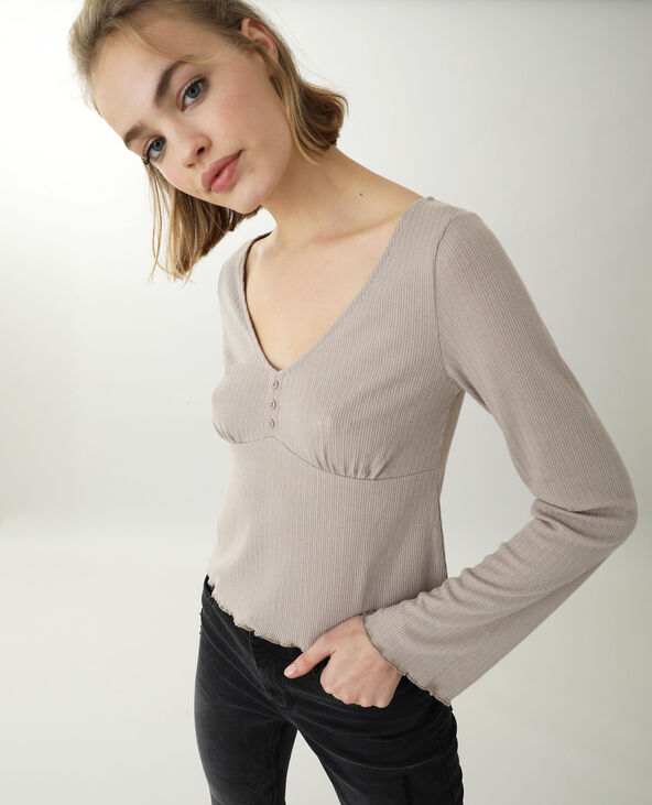 Top manches longues taupe - Pimkie