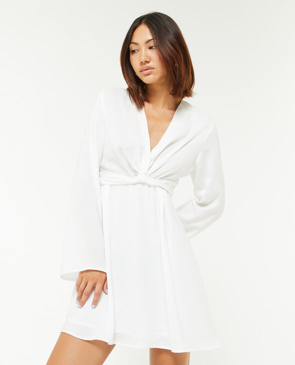 Robe courte effet torsadé devant blanc - Pimkie