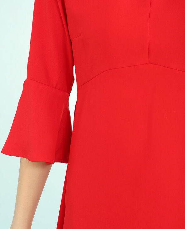 Robe fluide à basque rouge - Pimkie