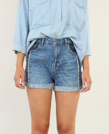 Short en jean à revers bleu - Pimkie