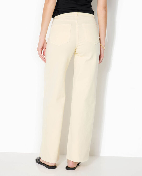 Jean wide taille haute avec bas coupés jaune - Pimkie