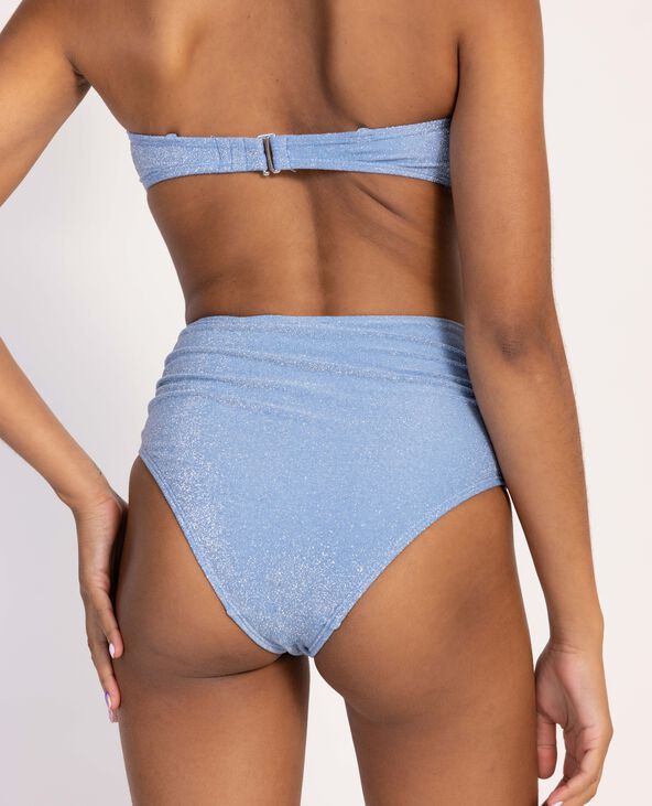 Bas de maillot culotte haute avec fronces bleu clair - Pimkie