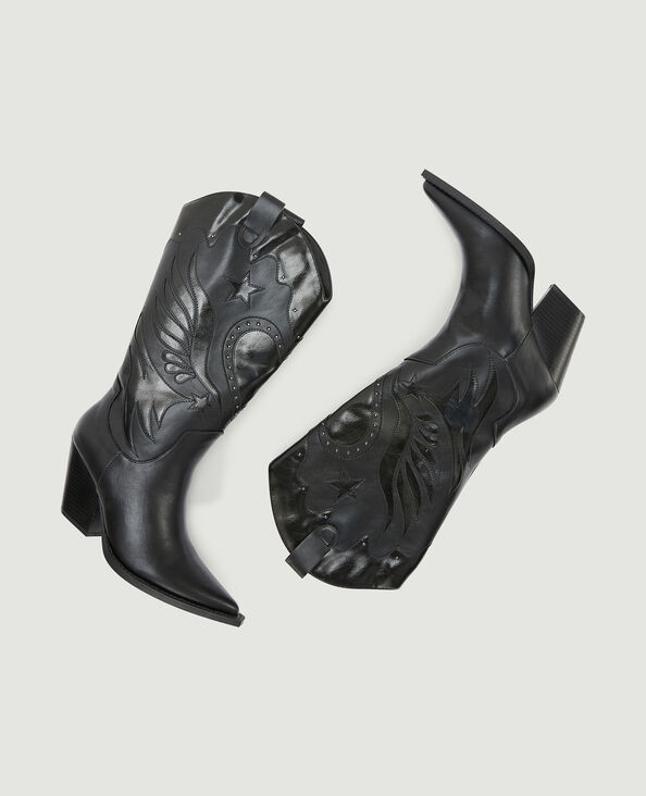 Bottes santiags avec découpes et clous noir - Pimkie