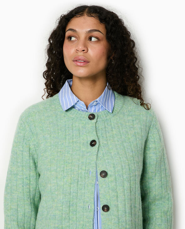 Gilet en maille côtes plates vert - Pimkie
