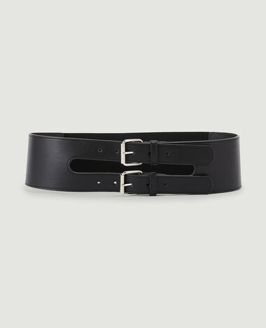 Ceinture large double boucle noir - Pimkie