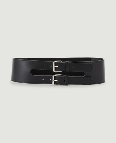 Ceinture large double boucle noir - Pimkie