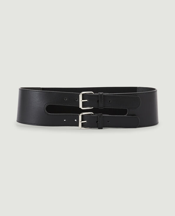 Ceinture large double boucle noir - Pimkie