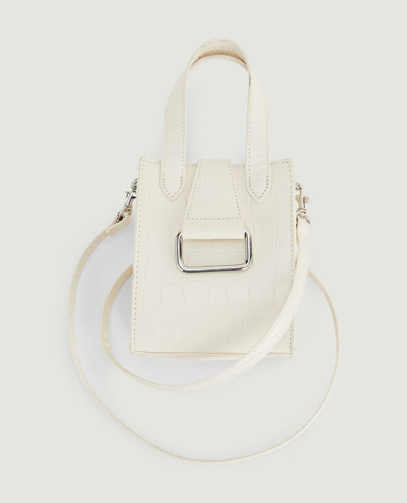 Mini sac avec poignées en simili effet croco écru - Pimkie