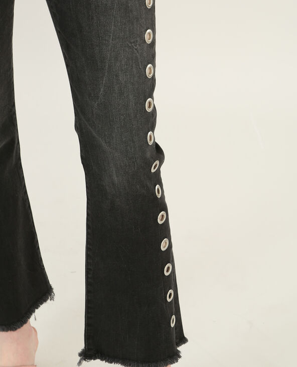 Jean flare à œillets noir - Pimkie