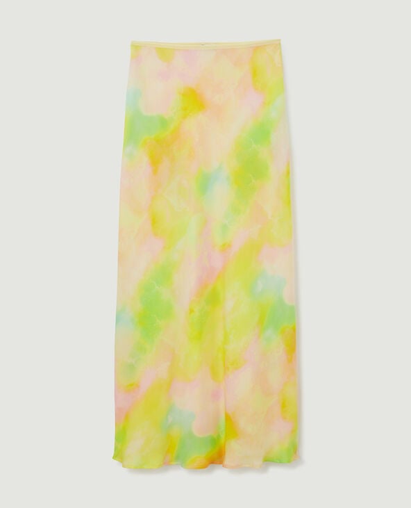 Jupe longue en tissu satiné jaune - Pimkie