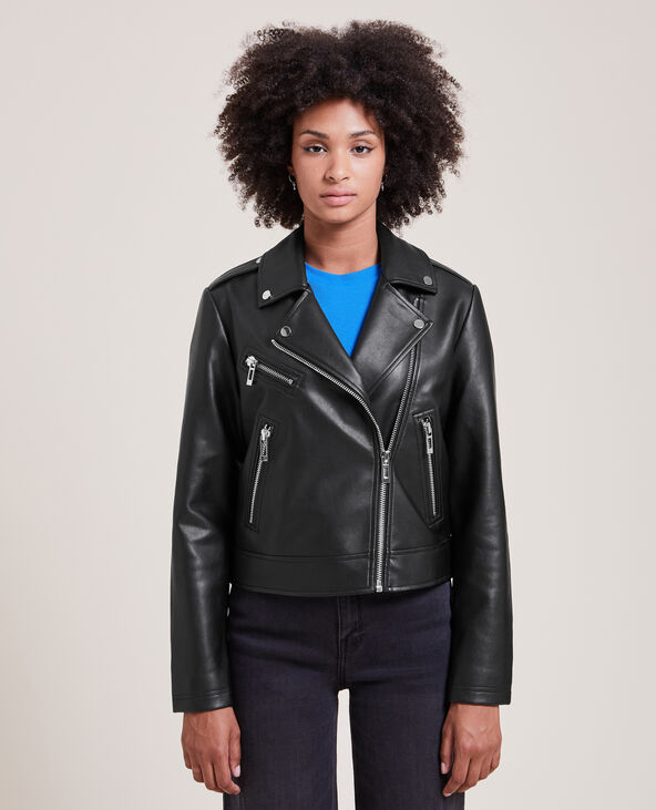 Blouson biker en simili cuir