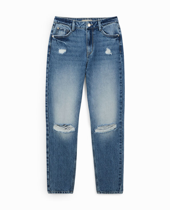 Jean mom taille haute trashé bleu - Pimkie