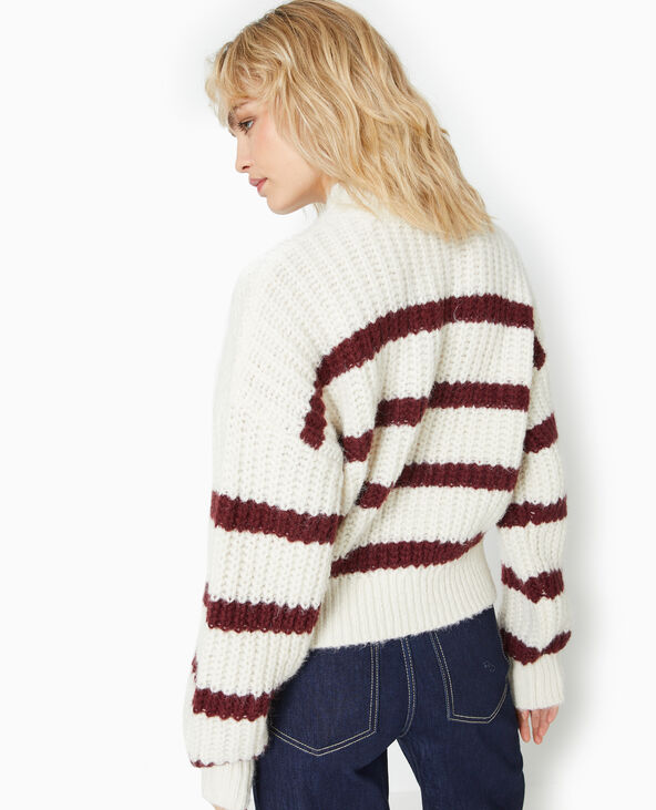 Pull grosse maille avec rayures blanc - Pimkie