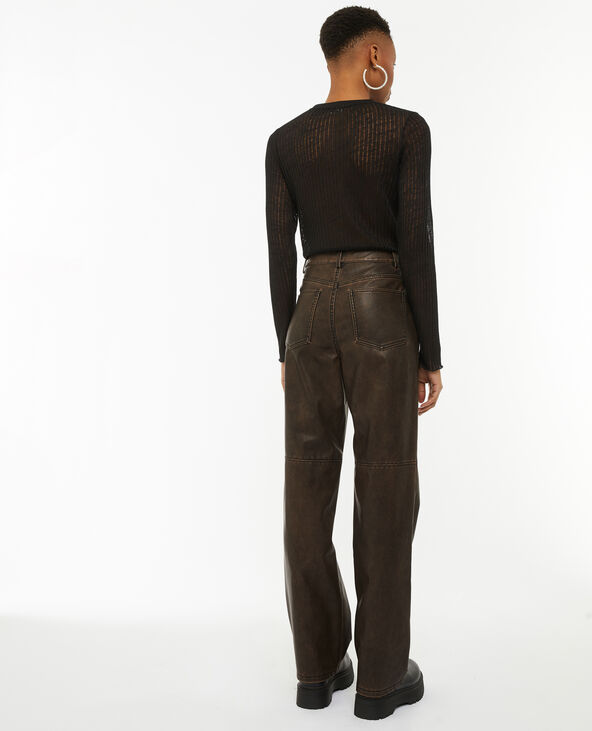 Pantalon droit en simili marron - Pimkie