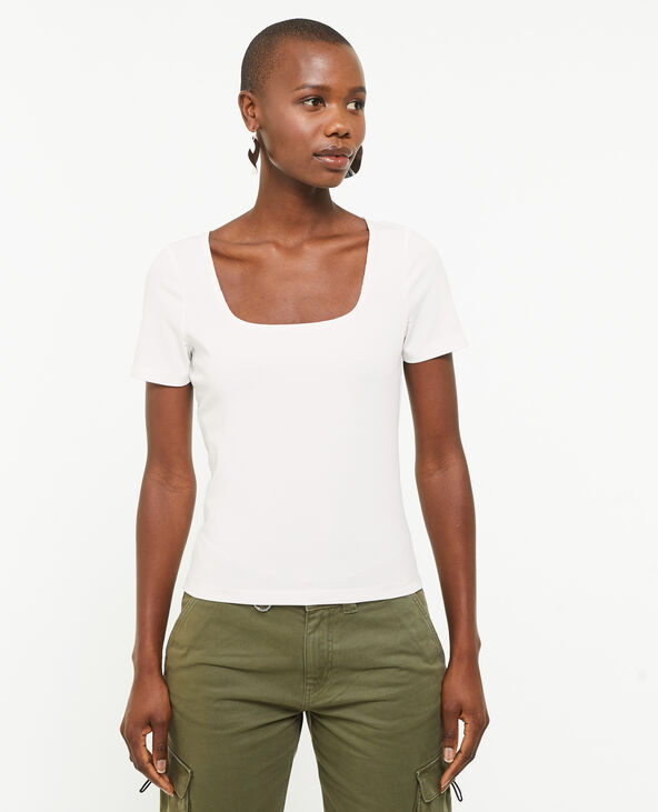 Top encolure carré maille côtelée blanc - Pimkie