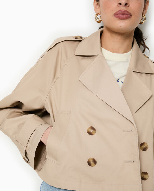 Trench court en toile beige - Pimkie