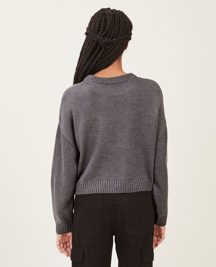 Pull court en maille gris clair - Pimkie