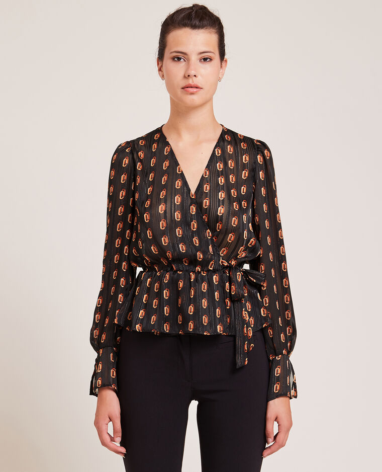 Blouse cache-cœur fils métallisés noir - Pimkie