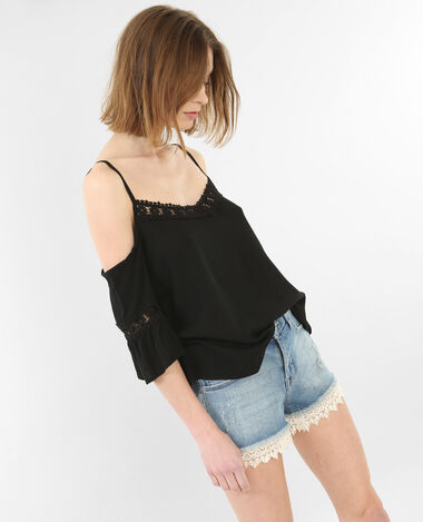 Top à manches peekaboo noir - Pimkie