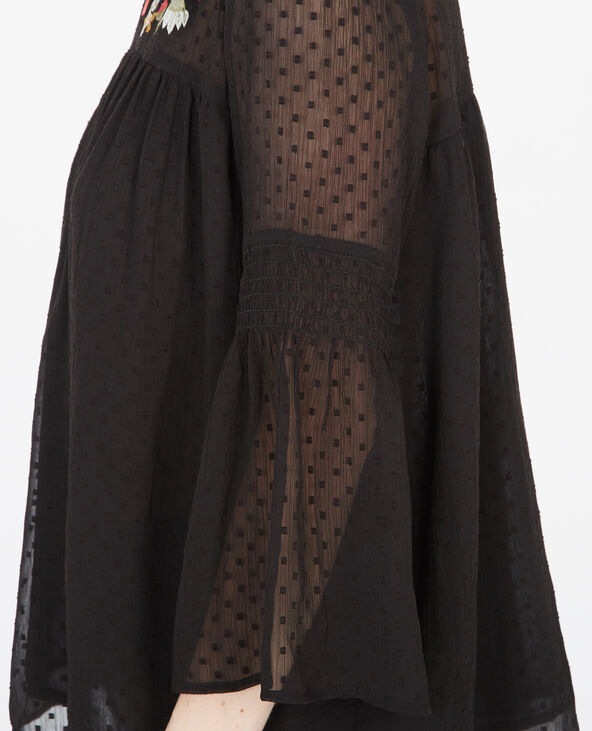 Blouse en plumetis brodée noir - Pimkie