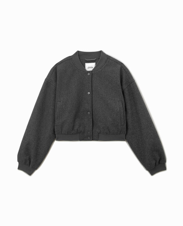 Blouson bomber façon drap de laine gris foncé - Pimkie