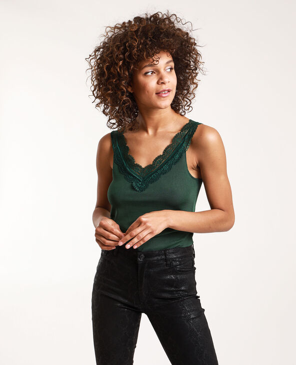 Top dentelle vert foncé - Pimkie