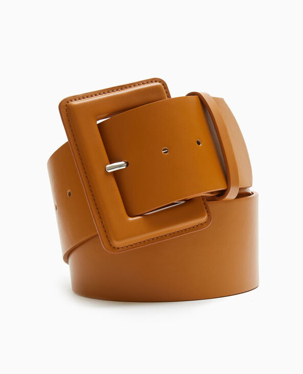 Ceinture large avec grande boucle rectangulaire camel - Pimkie
