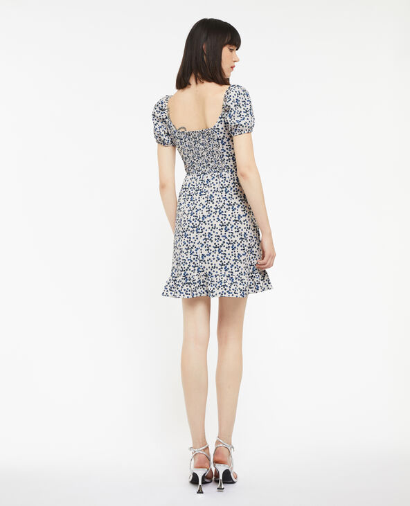 Robe courte forme empire motif fleurs blanc - Pimkie