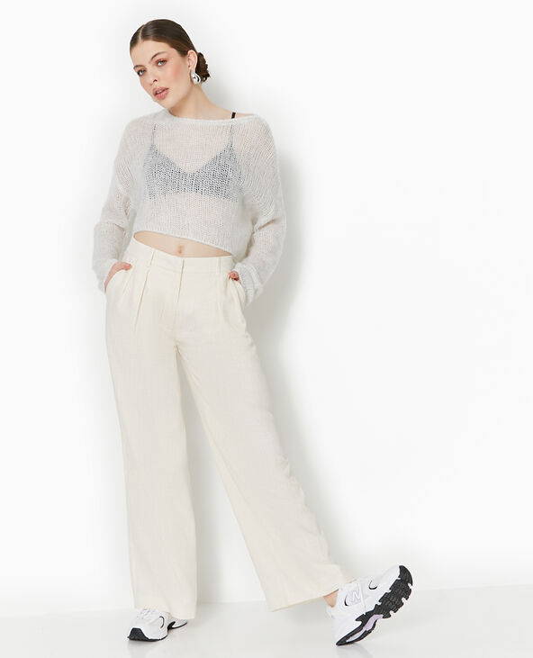 Pantalon large et droite avec pinces beige - Pimkie