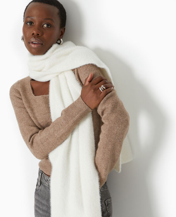 Echarpe en maille fluffy ultra douce écru - Pimkie